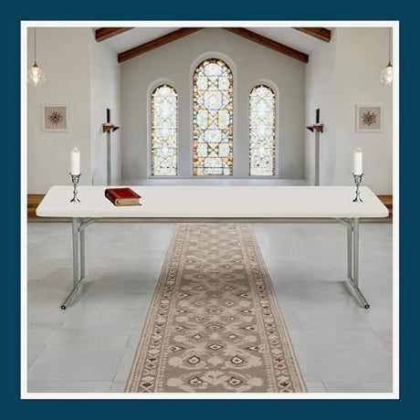 OEF Furnishings OEFBT-SEM1896 Commercial-Grade Premium Industrial Seminar Folding Table with Thick Blow-Molded Top and 16-Gauge Cantilever Steel Legs (Seminar, 18" × 96", Speckled Gray Top) OEF Furnishings