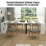 Royjhnl Transformer Table: Extendable Dining, Folding Console Table with Outlet, Space - Saving for 8-12, Perfect for Living Room & Kitchen Royjhnl