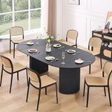 JURMALYN 78" Black Round Dining Table for 6 8 Extendable Dining Table Oval Dining Room Table with Extension for Kitchen Living Room 47.24" to 86.61" JURMALYN