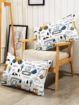 Datura home Woodland Construction Sheets Set 4Pcs for Kids,Cartoon Excavator Truck Lifter Print Sheet Set with 1 Flat Sheet and 1 Fitted Sheet + 2 Pillowcases(Woodland Construction Full) Datura home