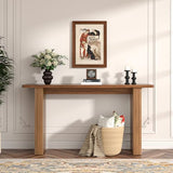 Fluted Narrow Console Table, Mid Century Modern Long Entryway Table, Farmhouse Entry Way Couch Table Behind Sofa, Easy Assembly, 60 Inch, for Living Room, Hallway, Entrance, Wooden, Walnut Xyulmeo