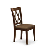 East West Furniture CLC-MAH-C Clarksville Dinette Chairs - Linen Fabric Upholstered Wood Chairs, Set of 2, Mahogany East West Furniture