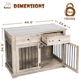 LEMBERI 44 Inch Large Dog Crate Furniture with 2 Storage Drawers, Wooden Dog Kennel Furniture as End Table, Decorative Pet Cage Dog House Indoor for Dogs LEMBERI