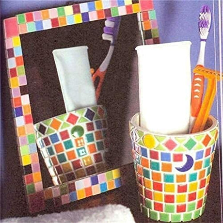 BTMIEY 500g Glue Down Irregular Tiny Mosaic Tile Hobbies Children Handmade Crystal Craft for Bathroom Kitchen Home Decoration DIY Art Projects,0.4X0.4 Inch(Mixed Color Series) BTMIEY