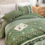 Yiran King Size Quilt, Olive Green Spring Summer Bedspread Bedding Set, 3 Pieces Bohemia Coverlet with 2 Pillow Shams for All Season 110x90 Inch