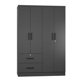Woodpeckers Furniture And Mattress 4 Doors Wardrobe 2 Drawers with Shelves 72" high (Black) Woodpeckers Furniture And Mattress