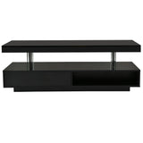 Harper & Bright Designs LED Coffee Table High Gloss Center Table with 2 Drawers and Display Shelves, Cocktail End Table Sofa Table with LED Lights for Living Room (Black) Harper & Bright Designs