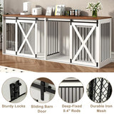 Nordee Axio 94.5" XXXL Dog Crate Furniture for 2 Large Dogs, Heavy Duty Double Dog Cage Extra Large Breed, 35.4" Tall Thick Wooden Dog Kennel TV Stand with Divider, White Nordee Axio