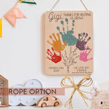 Personalized DIY Flower Handprint Wooden Sign Gifts for Nana & Mom, Customized Mother's Day Wood Wall Art Gift for Grandma & Mama Generic