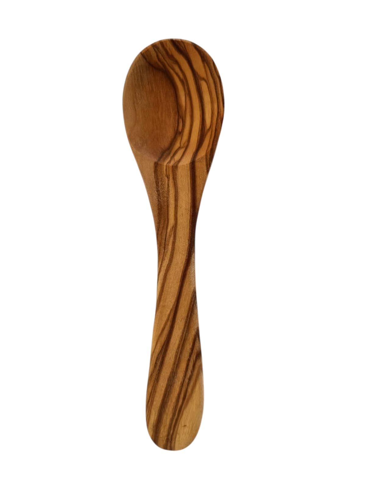 Handcrafted Olive Wood Spoon for Coffee and Baby Feeding, Natural Wood Grain