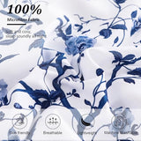 Dobuyly Floral Queen Comforter Set, 7 Piece Bed in a Bag Queen Size Blue Flowers on White Botanical Bedding Set, Soft Microfiber Bedding Comforter Sets with Sheets for All Season Dobuyly