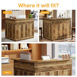 Tribesigns Reception Desk with Storage Shelves, L-Shaped Modern Front Desk, Reception Counter Table for Small Office, Salon, Checkout Office (Brown) Tribesigns