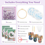 3 Sets Butterfly Flower Embroidery Kit for Beginners, Cross Stitch Practice Kits for Craft Lover with Pre-Stamped Patterns, 7.8-Inch Hoop, Threads, Needles, Step-by-Step Guide & Video, Needlepoint Kit