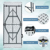 Nightcore, White 6', Indoor Outdoor Utility Portable Picnic Party Dining Camp Rounded Corners & Handle, Plastic HDPE Folding Table GLACER