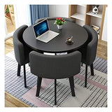 Office Conference Room Coffee Table w/ 4 Chairs, Space-Saving, Small Meeting Room Table, Round - Black Cloth Npeeson