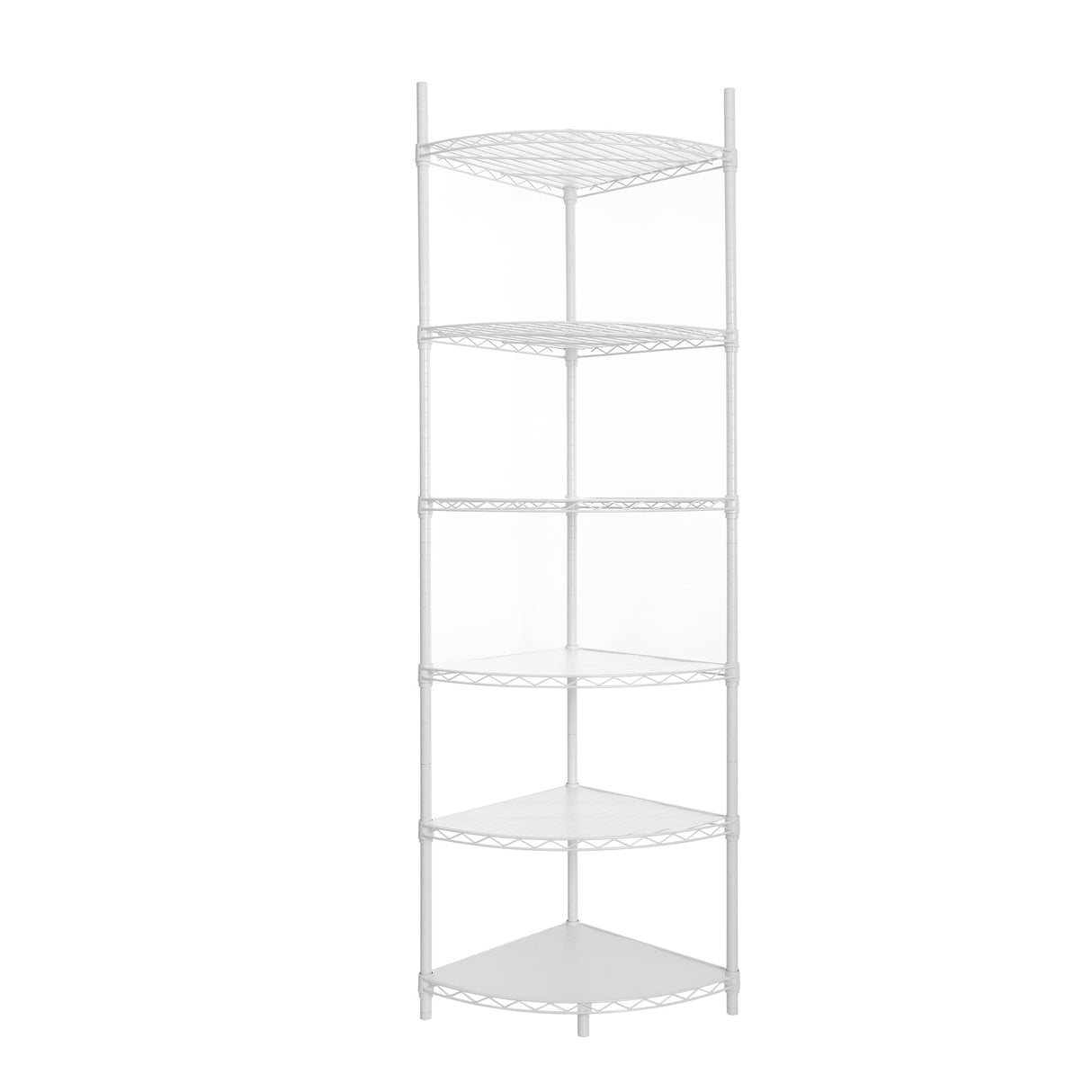 6 Tier NSF Metal Corner Shelf Wire Shelving Unit, 420lbs Capacity Heavy Duty Adjustable Storage Rack with Shelf Liners for Closet Kitchen Bathroom Garage Basement, 72" H x 18" L x 18" D - White pouseayar