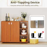 Giantex Wood Shoe Cabinet with Doors, Freestanding Shoe Rack Cabinet with 3-Level Adjustable Open Shelves, Modern Wooden Shoe Storage Cabinet for Entryway, Hallway, Closet, Living Room (Natural) Giantex