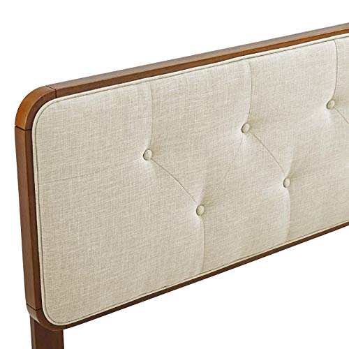 Modway MOD-6233-WAL-BEI Collins Tufted Full Fabric and Wood Headboard, Walnut Beige Modway