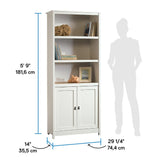 Sauder Cottage Road Book Shelf, Bookshelf with Storage, Library Bookcase with Doors and Adjustable Shelves, in Soft White Finish Sauder