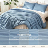 Litanika Comforters Queen Size Set Grayish Blue, 3 Pieces Lightweight Solid Bedding Comforter Set, All Season Fluffy Bed Set (90x90In Comforter & 2 Pillowcases) Litanika