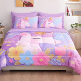 ZUEXVOFY Twin Comforter Set for Girls 5 Piece Purple Unicorn Bedding Set for Girls Super Soft Microfiber Bed Set Bed in a Bag with Comforter Sheets Pillowcase & Sham ZUEXVOFY