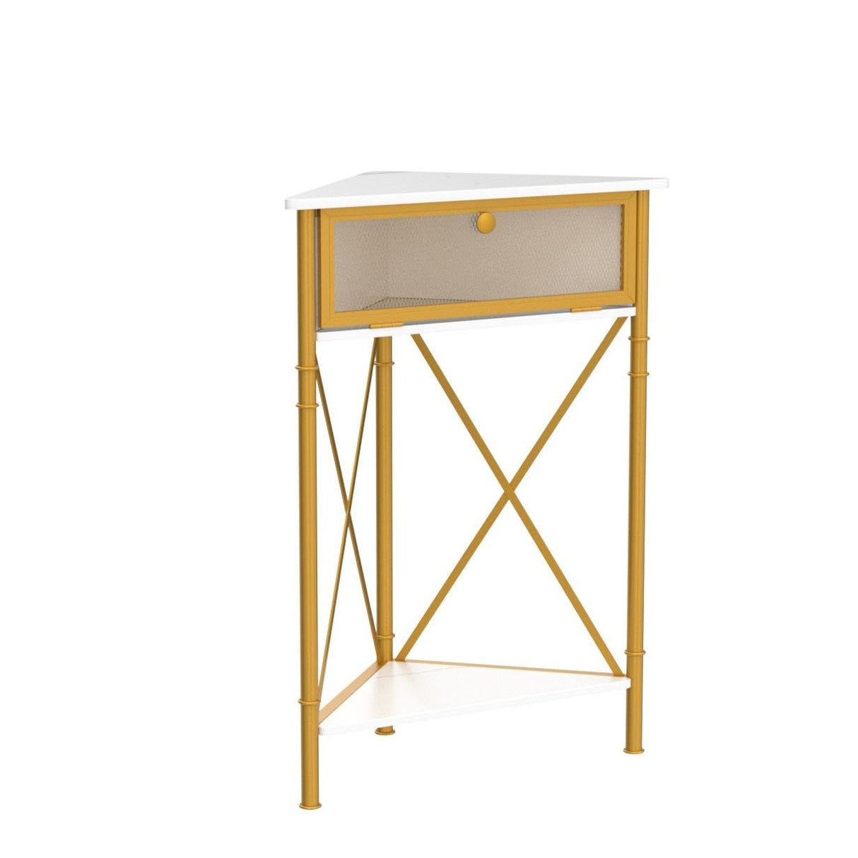 VECELO Corner Table/Cabinet with Flip Door and Storage Shelves, Free-Standing Organizer for Compact Space in Living Room/Study/Lobby/Bedroom,Industrial VECELO