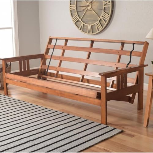 HomeStock Futon Frame Set with Mattress - Converts to Bed - Hardwood Sofa for Living Rooms Frame Only/Barbados HomeStock
