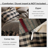 EAVD Vintage Red&Black Plaid Duvet Cover Queen Soft 100% Muslin Cotton Retro Grid Checkered Bedding Set with 2 Pillowcases Reversible Gingham Duvet Cover with Zipper Closure EAVD