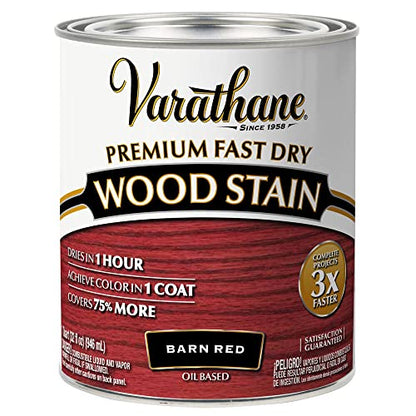 Rust-Oleum Varathane 307414 Premium Fast Dry Wood Stain, Quart, Barn Red - WoodArtSupply