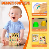 TINTECUSA Busy Board with LED Light, Wooden Sensory Toys for Toddler, Montessori Music Toy for Airplane, Travel Activity Educational Learning Autism Toys, Birthday Boys Girls Gifts TINTECUSA