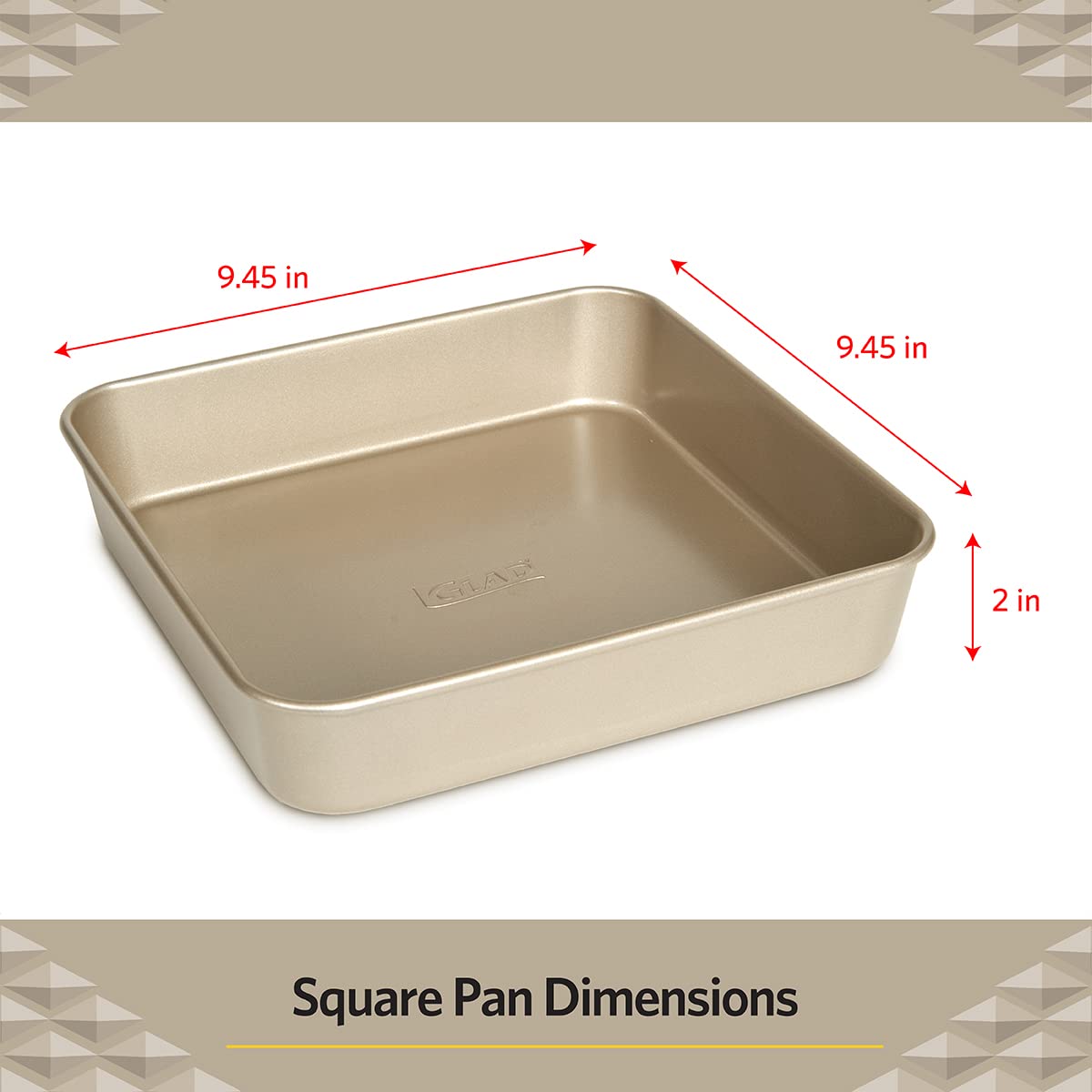 Glad Square Baking Pan Nonstick - Heavy Duty Metal Bakeware for Cakes and Brownies, 9.4 inches