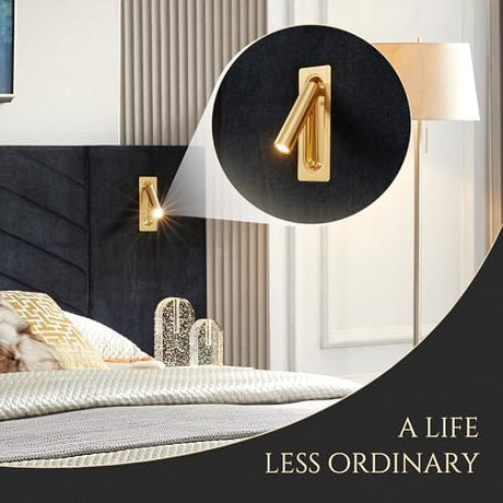 Olodumare Luxurious King Platform Bed Frame, Velvet Upholstered Headboard with 2 Built-in Wall Sconces & Nightstands, Sturdy Metal & Solid Wood Frame, Squeak-Free, No Box Spring Needed, Polar Black Olodumare