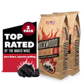 Rockwood Natural Lump Charcoal - Oak, Hickory & Cherry Hardwood Blend for High-Heat Grilling & Slow Smoking - Clean Burning BBQ Charcoal - No Fillers - Made in USA - 20 lbs (2 Packs) Rockwood