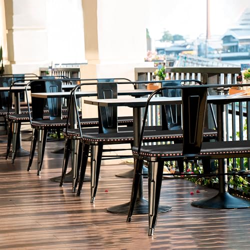 Yaheetech Farmhouse Dining Bench Industrial Metal Bench with Upholstered Seat with and Removable Backrest for Entryway, Garden, Backyard, Black Yaheetech