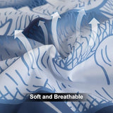 Luxudecor Floral Comforter Set Queen Size 7 Pieces Bed in a Bag,Flower Print on Blue Bedding Set,Soft Microfiber Bedding Set for All Season (Blue,90"x90") Luxudecor