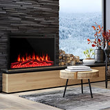 COSTWAY 37-Inch Electric Fireplace, Wall-Mounted and Recessed Fireplace Heater with 4 Flame and Log Colors, 5-Level Flame Speed and Brightness, Remote Control, 8H Timer, Overheat Protection, 1500W COSTWAY