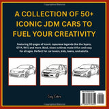 JDM Cars Coloring Book: for kids and teens Iconic Japanese Cars to Color WoodArtSupply