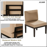 ASJMR Patio Furniture Set,15 Pieces Modern Outdoor Conversation Set w/43in Gas Fire Pit Table, Outdoor Metal Sectional Sofa with 55000 BTU Propane Fire Pit ASJMR