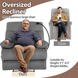 Chizzyseat Manual Oversized Recliner Chair for Heavy Duty Adults 400lbs Extra Wide Recliner with Phone Holder Big Man Recliners for Living Room Bedroom Nursery RV Dark Grey