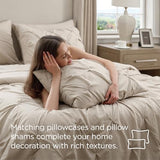 Bedsure Queen Comforter Set Beige - Bed in a Bag Queen Size Bedding 7 Pieces, GentleSoft™ Pintuck Bed Set Gift for Family, Pinch Pleat All Season Comforter with Sheets, Pillowcases & Shams Bedsure