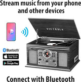 Victrola Nostalgic 6-in-1 Bluetooth Record Player & Multimedia Center with Built-in Speakers - 3-Speed Turntable, CD & Cassette Player, FM Radio | Wireless Music Streaming | Natural Victrola