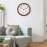 Bulova Daily Wall Clock, Model C4804 | Brown Cherry Finish | Modern Design | Large Easy-to-Read Numerals | Quartz Movement | Battery Operated Bulova