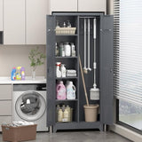 NICEGDLT Metal Storage Cabinet with Lock,72" Garage Storage Cabinets with Hanging Rod & S-Hooks,Large Storage Cabinet with Shelves,Locking Tool Utility Closet for Home,Garage,Utility Room,Dark Grey NICEGDLT