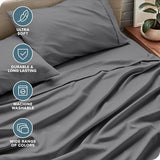 Bare Home Queen Sheet Set - 1800 Ultra-Soft Microfiber Queen Bed Sheets - Double Brushed - Deep Pockets - Easy Fit - 4 Piece Set - Bedding Sheets & Pillowcases (Queen, Grey) Bare Home