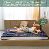 MAXYOYO Japanese Moon and Star Full Size Futon Mattress, Blue, Plush, 54"W x 80"L x 4"H, Foldable, Breathable, Reinforced Support, Moon and Star Pattern, Bedroom, Floor, Guest Room, Tent, Teepee MAXYOYO