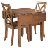 LUMISOL 3-Piece Wood Drop Leaf Dining Table Set with 2 X-Back Chairs, Space-Saving Breakfast Nook Dining Set for 2 People, Extendable Kitchen Table Set, Brown LUMISOL