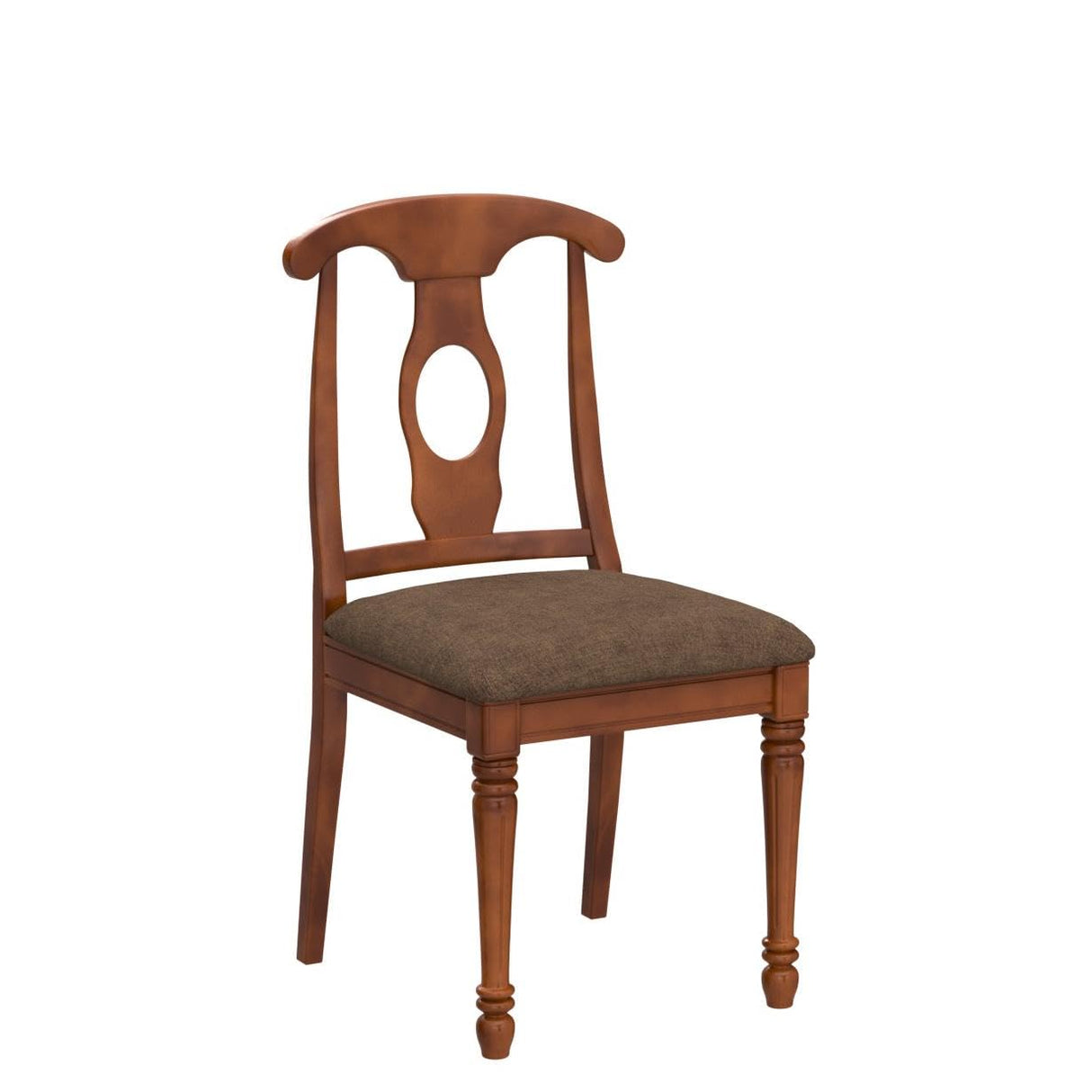 East West Furniture NAC-SBR-C Napoleon Kitchen Dining Linen Fabric Upholstered Solid Wood Chairs, Set of 2, Saddle Brown East West Furniture