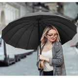 G4Free 54 Inch Large Windproof Umbrella for 2 Persons, 16 Ribs Auto Open Classic Wooden J Handle Cane Stick Golf Rain Umbrellas for Men Women Travel 120cm G4Free
