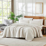 palassio Beige Cotton Quilt King Size Bedding Sets with Pillow Shams,White Lightweight Soft Bedspread Coverlet, Tan Cream Quilted Comforter Bed Cover for All Season, 3 Pieces, 106x96 inches palassio