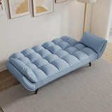 Majnesvon Velvet Futon Sofa Couch Bed with 2 Pillows, Convertible Folding Futon Couch with Adjustable Backrest, Love Seat Sleeper Sofa Bed for Small Spaces, Living Room, Office, Apartment (Blue) Majnesvon